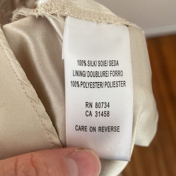 BCBG Beaded Cream & Brown Floral Silk Gown Size 2 - Picture 10 of 16